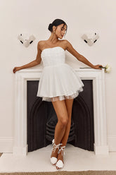 Summerlake Strapless Tulle Mini Dress Off White